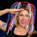 5 Day Promotional Red/White/Blue Noodle Headband w/ LED's & Ribbons
